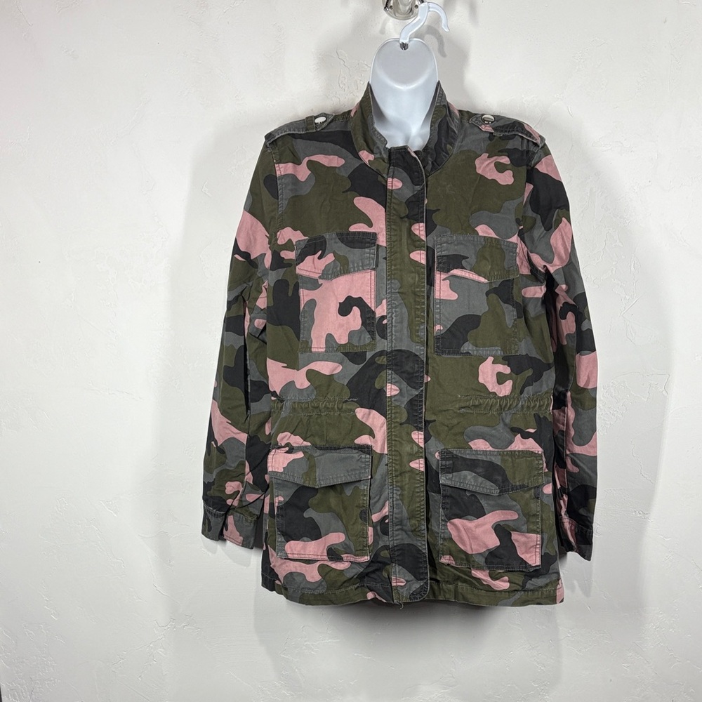Blue Rain Camouflage Jacket with Pink Accents size medium